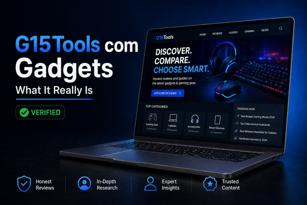 G15Tools com gadgets reviews and guides featuring a laptop, gaming gear, and trusted technology content.